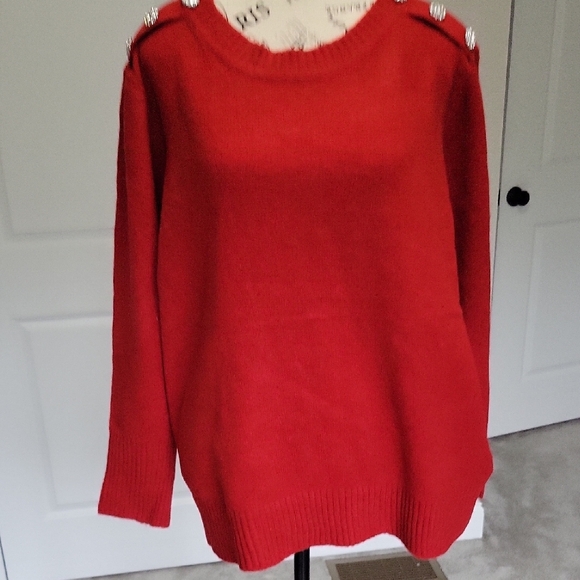 Red Crewneck Sweater with Relaxed Fit - Picture 1 of 9